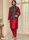 Red And Black Colour Outluk Vol 75 Latest Designer Festive Wear Kurta Pajama With Jacket Collection 75009